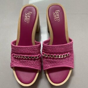 Franco Sarto Pink Mules with Chain Detail Size 10 sandals NWOT